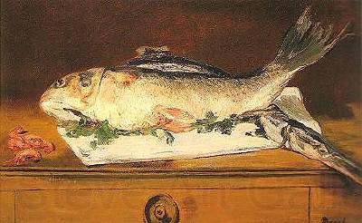 Edouard Manet Still-life, Salmon, Pike and Shrimps Norge oil painting art